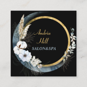 modern elegant  flowers salon&spa with QR code  Square Business Card