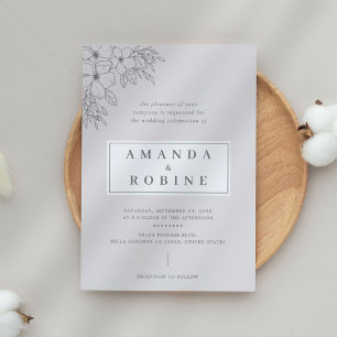 Modern Elegant Flowers Wedding Invitation