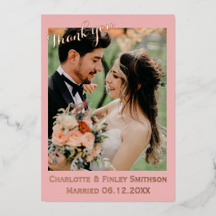 Modern elegant foil wedding thank you card