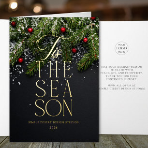 Modern Elegant Folded Business Corporate Holiday Foil Greeting Card