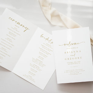 Modern Elegant Folded Gold Wedding Program Programme