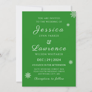 Modern Elegant Forest Green winter wedding Invitation