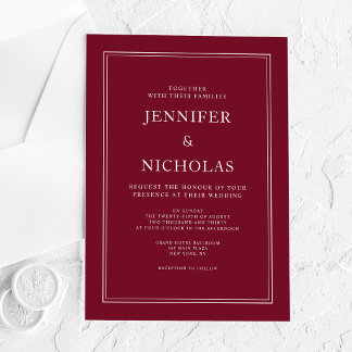 Modern Elegant Formal Burgundy Red Wedding Acrylic Invitations