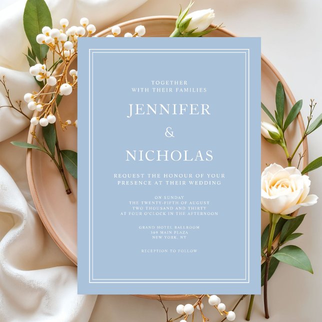 Modern Elegant Formal Powder Blue Wedding Invitation (Modern Elegant Formal Powder Blue Wedding Invitation)