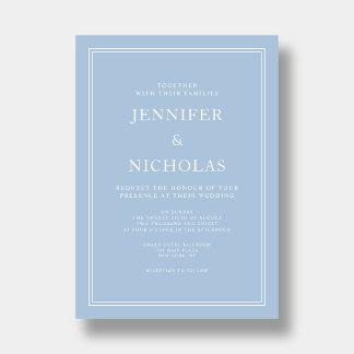 Modern Elegant Formal Powder Blue Wedding Invitation