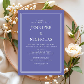 Modern Elegant Formal Purple Virtual Wedding Invitation