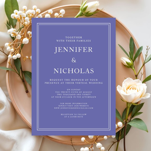 Modern Elegant Formal Purple Virtual Wedding Invitation (Modern Elegant Formal Purple Virtual Wedding Invitation)