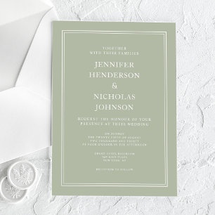 Modern Elegant Formal Sage Green Wedding Acrylic Invitations