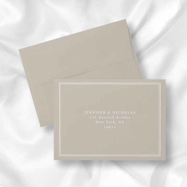 Modern Elegant Formal Taupe Beige Return Address Envelope (Creator Uploaded)