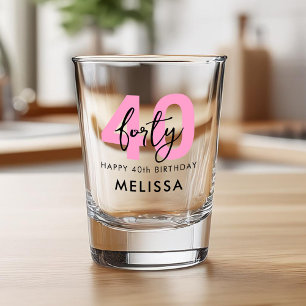 Modern Elegant Forty Pink 40th Birthday Shot Glass