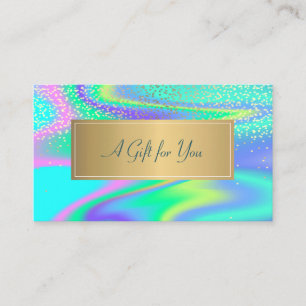Modern Elegant Frame,Gold Confetti Holographic Discount Card