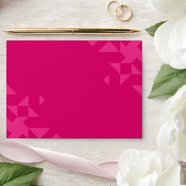 Modern Elegant Fuchsia Pink Geometric Wedding Envelope (Wedding)