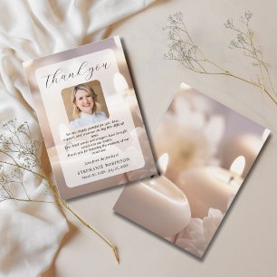 Modern Elegant Funeral Sympathy Memorial Photo Thank You Card