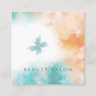 Modern elegant gentle watercolor butterfly square business card