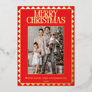 Modern Elegant Geometric Border Photo Christmas