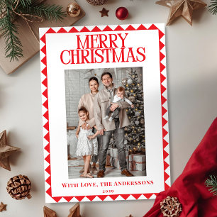Modern Elegant Geometric Border Photo Christmas Holiday Card