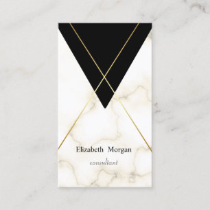 Modern Elegant Geometric Marble Gold Stripes Business Card
