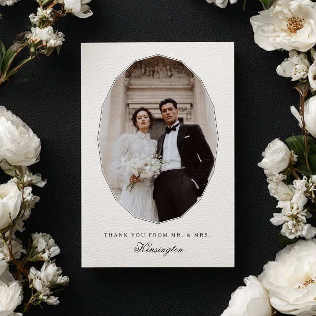 Modern Elegant Geometric Photo Wedding Thank You Card (Creator Uploaded)
