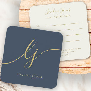 Modern Elegant Gift Certificate Navy Ivory Gold