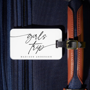 Modern Elegant Girls Trip Script Typography Luggage Tag