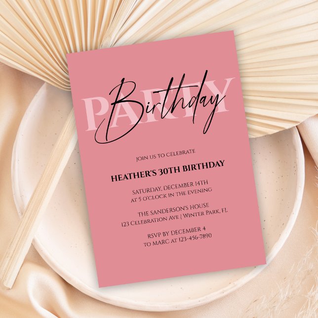 Modern & Elegant Girly Birthday Party Invitation (Creator Uploaded)