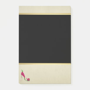 Modern Elegant Girly, Black, Cream,Flower Heel Post-it Notes