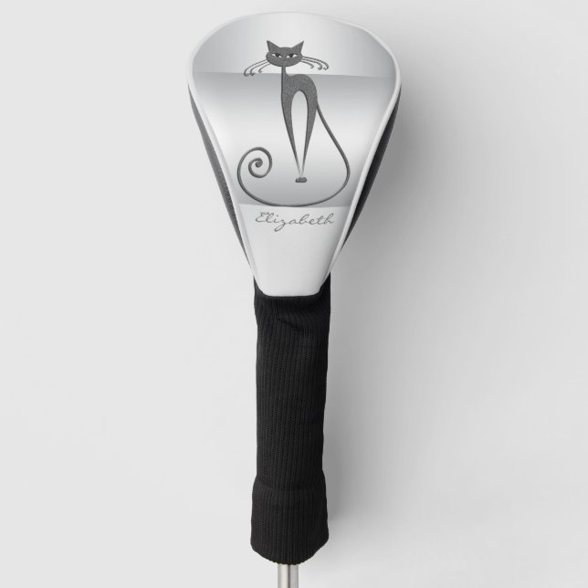 Modern Elegant Girly, Cat Golf Head Cover (Front)