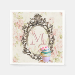 modern elegant girly floral vintage party monogram napkin