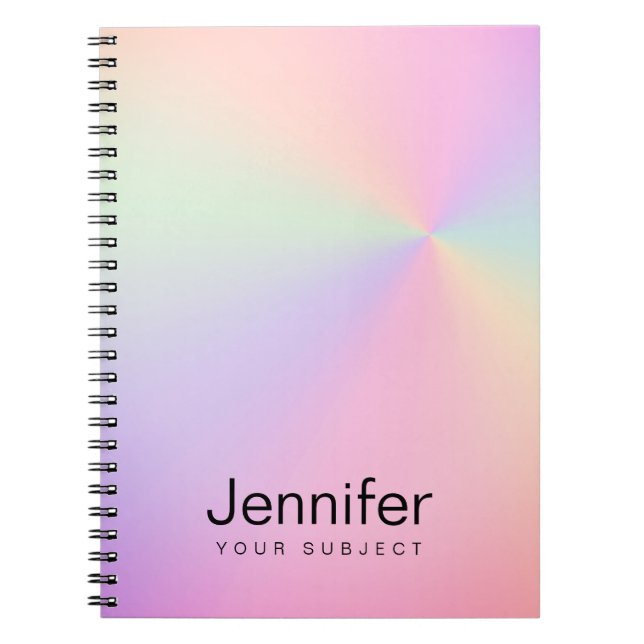Modern elegant girly gradient colorful holographic notebook (Front)