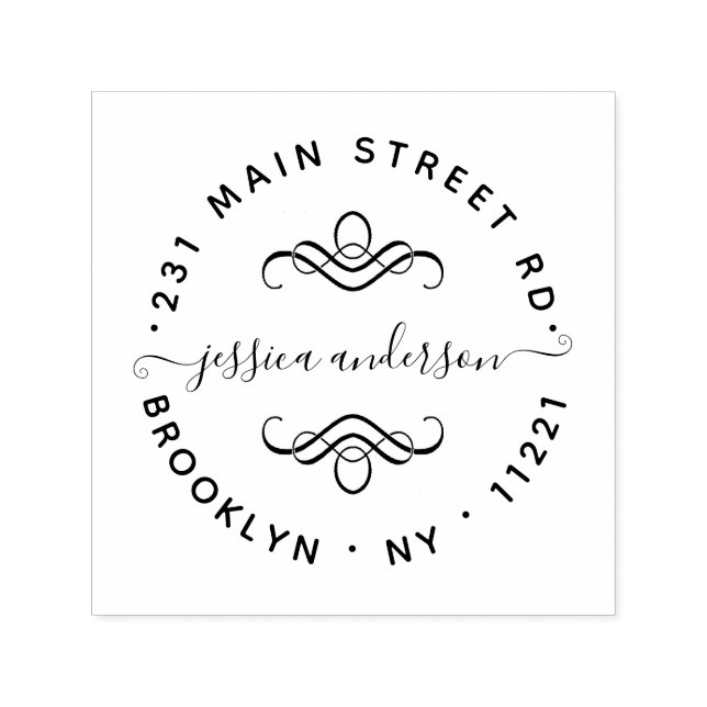 Modern Elegant Girly Script Calligraphy Chic Self-inking Stamp (Design)