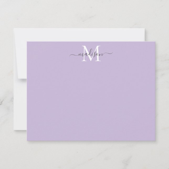 Modern Elegant Girly Script Monogram Purple Violet Card (Front)