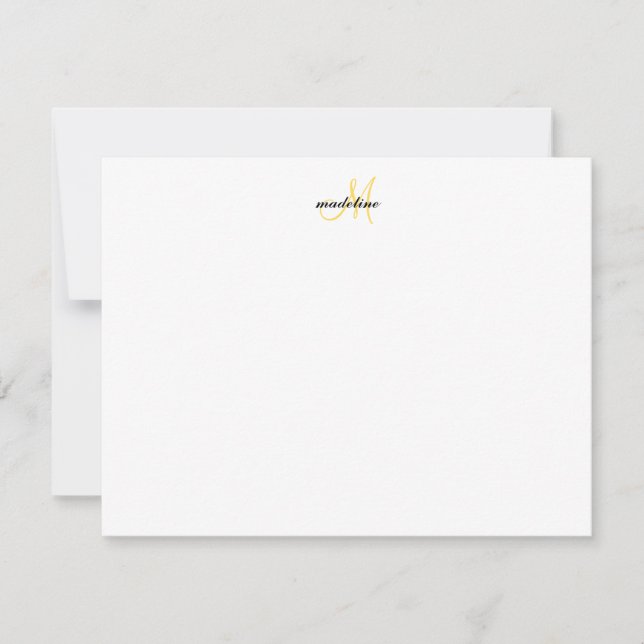 Modern Elegant Girly Script Mustard Monogram Card (Front)