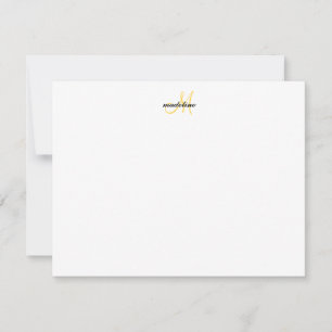 Modern Elegant Girly Script Mustard Monogram Card
