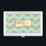 Modern Elegant  Girly ,Striped Glittery Faux Gold Business Card Holder<br><div class="desc">Elegant glamourous glittery background. An elegant and sophisticated designe. The perfect cool gift idea for her on any occasion.</div>