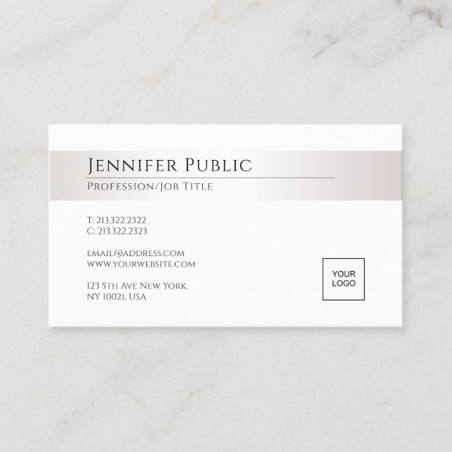 Modern Elegant Glamourous Silver Look Template Business Card (Front)