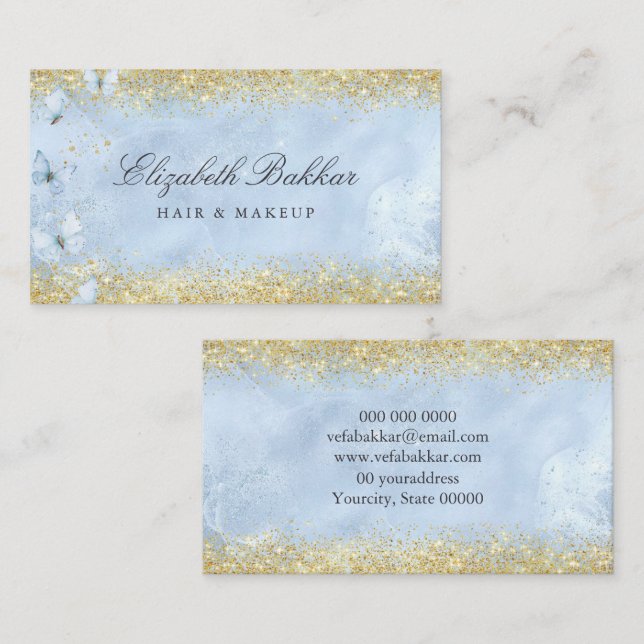 Modern Elegant Glitter Beauty Salon  Business Card (Front/Back)