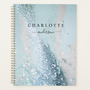 Modern, elegant, glitter, blue-silver planner