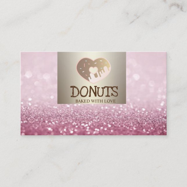 Modern Elegant,Glitter Bokeh,Doughnuts,Bakery Business Card (Front)