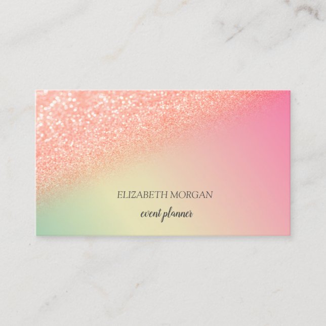 Modern Elegant Glitter Bokeh Ombre Business Card (Front)