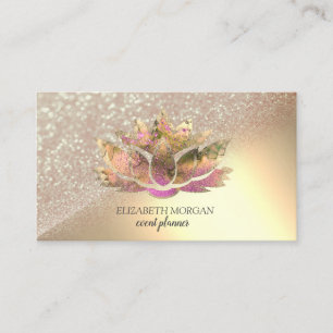 Modern Elegant Glitter Bokeh Ombre Chic Lotus Business Card
