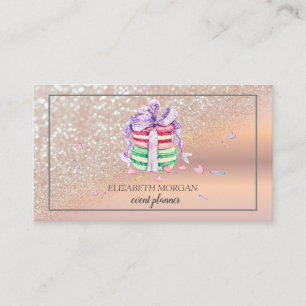 Modern Elegant Glitter Bokeh Ombre,Frame Macarons Business Card