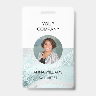 Modern, elegant, glitter employee round Photo ID Badge