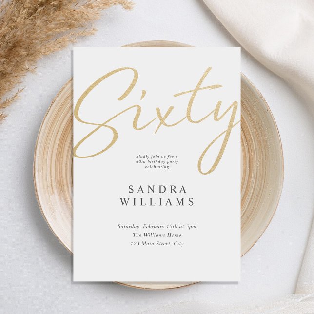 Modern Elegant Gold 60th Birthday Invitation (Creator Uploaded)