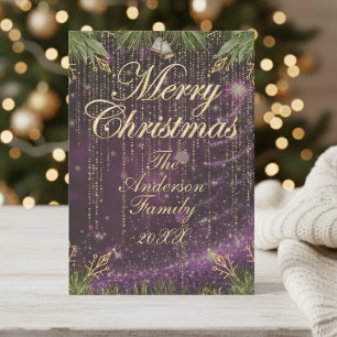 Modern Elegant Gold And Purple Christmas Card