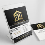 Modern Elegant Gold & Black Handyman  Flyer<br><div class="desc">Modern handyman business flyer features gold tools in the shape of the house on a black background. Personalise with your name,  title,  services,  contact details and qr code.</div>