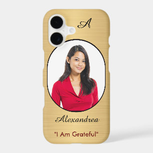 Modern Elegant Gold Black Photo Monogram Initial