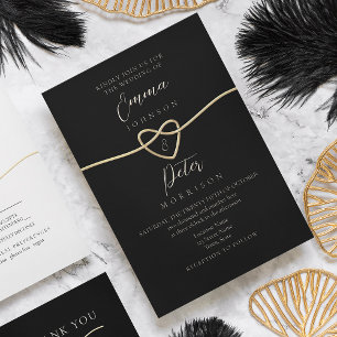 Modern Elegant Gold Black Wedding Invitation