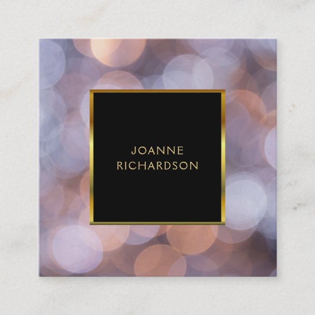 Modern elegant gold blue professional square business card (Front)