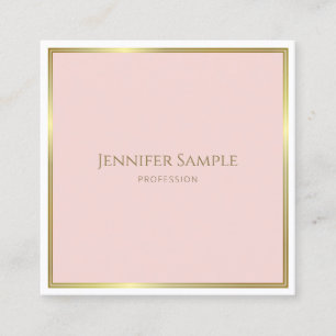 Modern Elegant Gold Blush Pink White Template Luxe Square Business Card