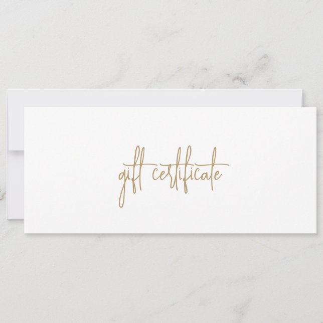 Modern Elegant Gold Business Gift Certificate (Front)